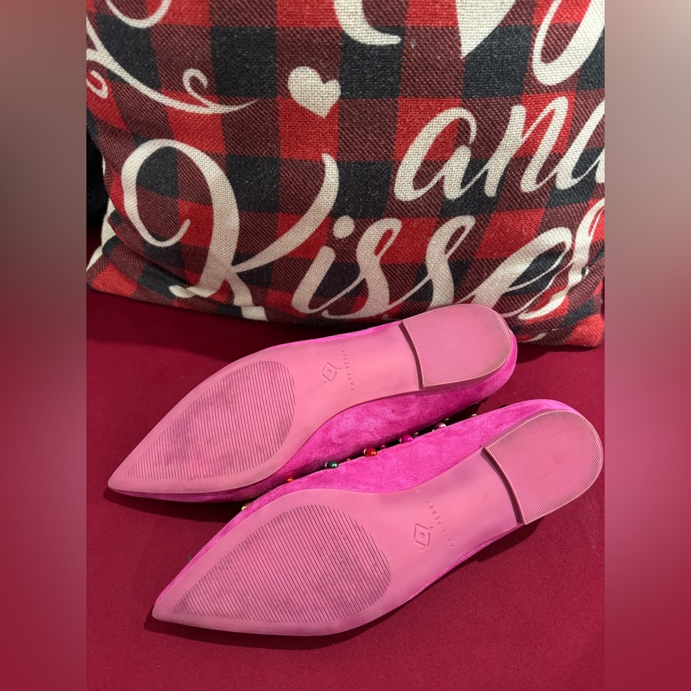Katy Perry Collections Vibrant Pink Embellished The Christmas Hollies Flats RARE - Picture 9 of 10